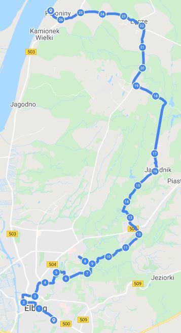 Mapa trasy - dzień 1